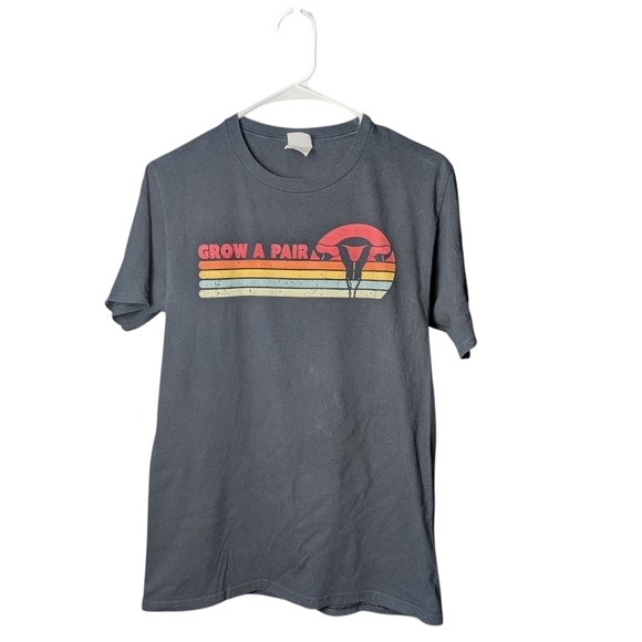 Port and Company Tops - Grow A Pair Graphic Tee Women's Rights Equality Retro Design Unisex Small Tshirt